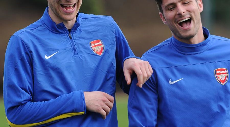 laughing footballers